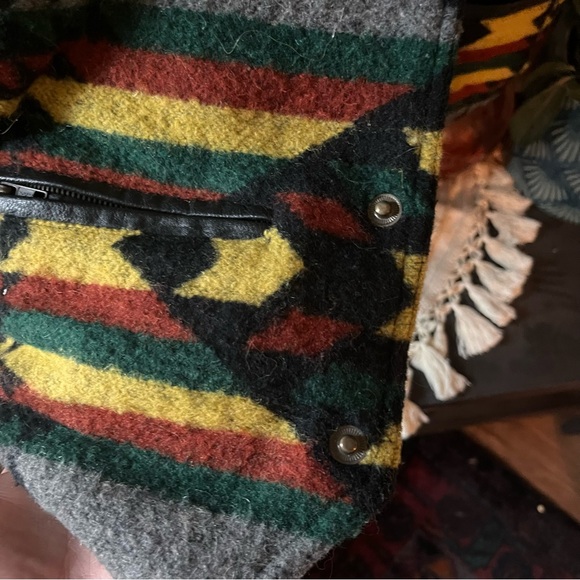 Vintage Easy Riders leather and wool Aztec vest size M - Picture 5 of 6